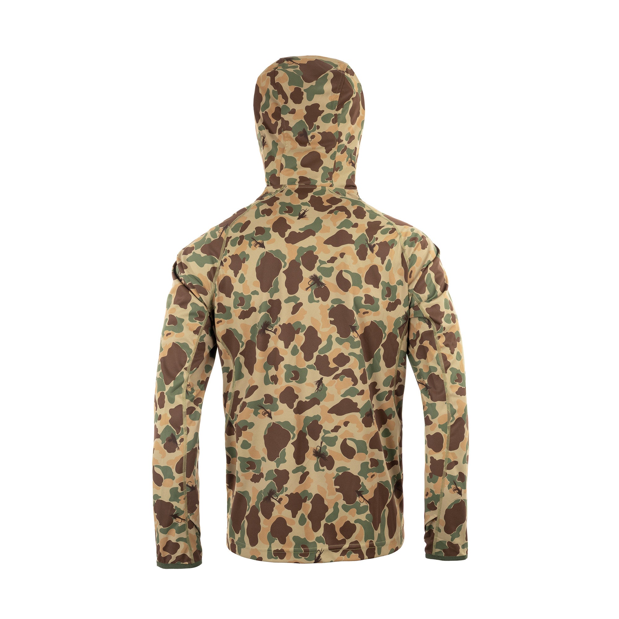 LOOP Flyt UPF-Dome Sun Hoodie in Camofly Khaki viewed from the back