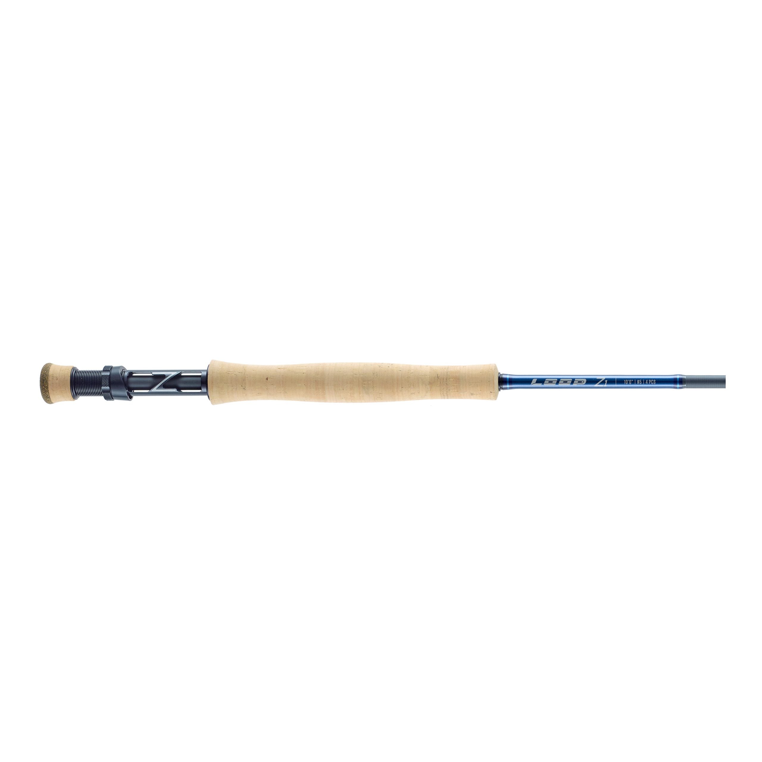 Handle section of a LOOP Z1 10 ft #5 fly rod with cork grip and reel seat