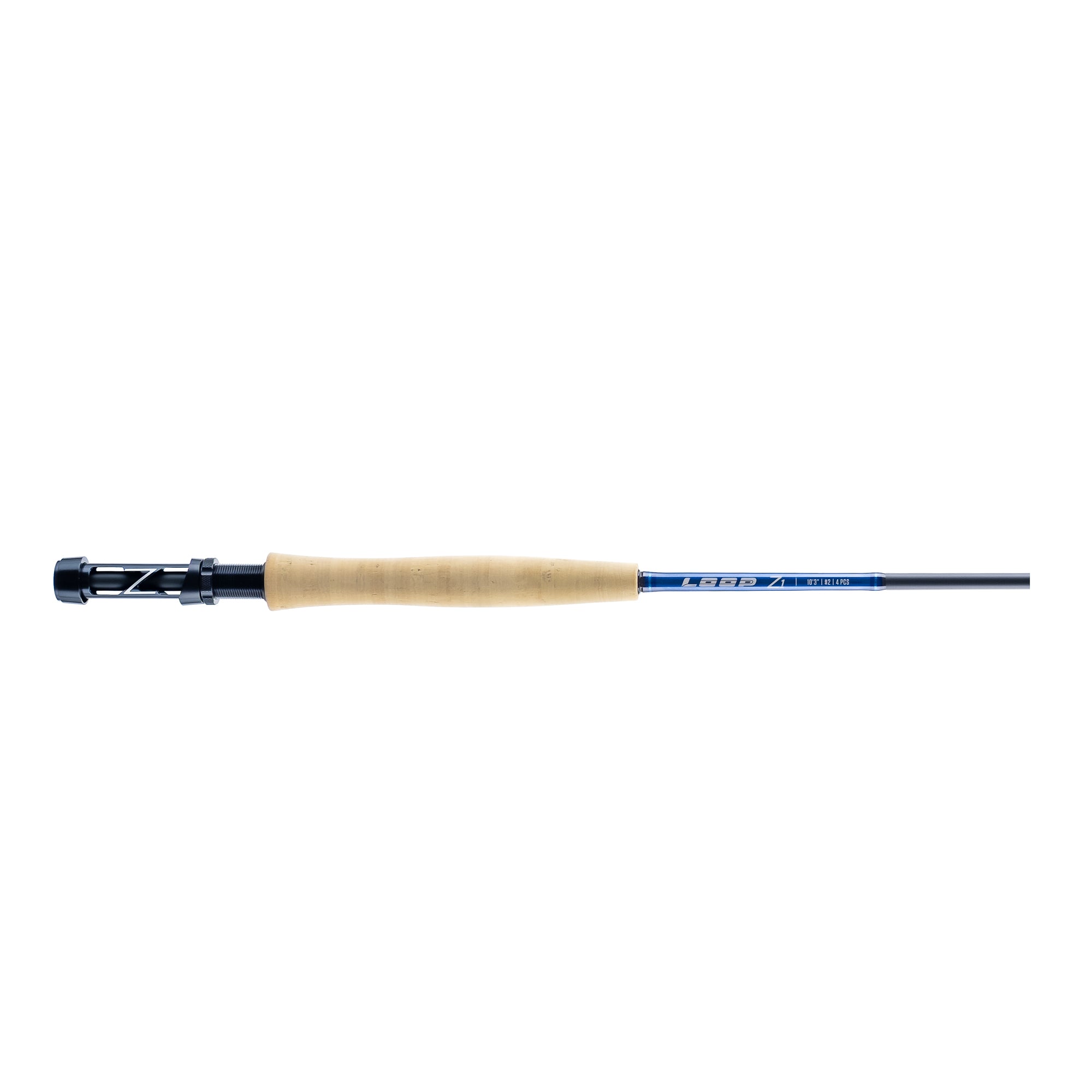 Handle section of a LOOP Z1 10 ft 3 in #2 fly rod with cork grip and reel seat