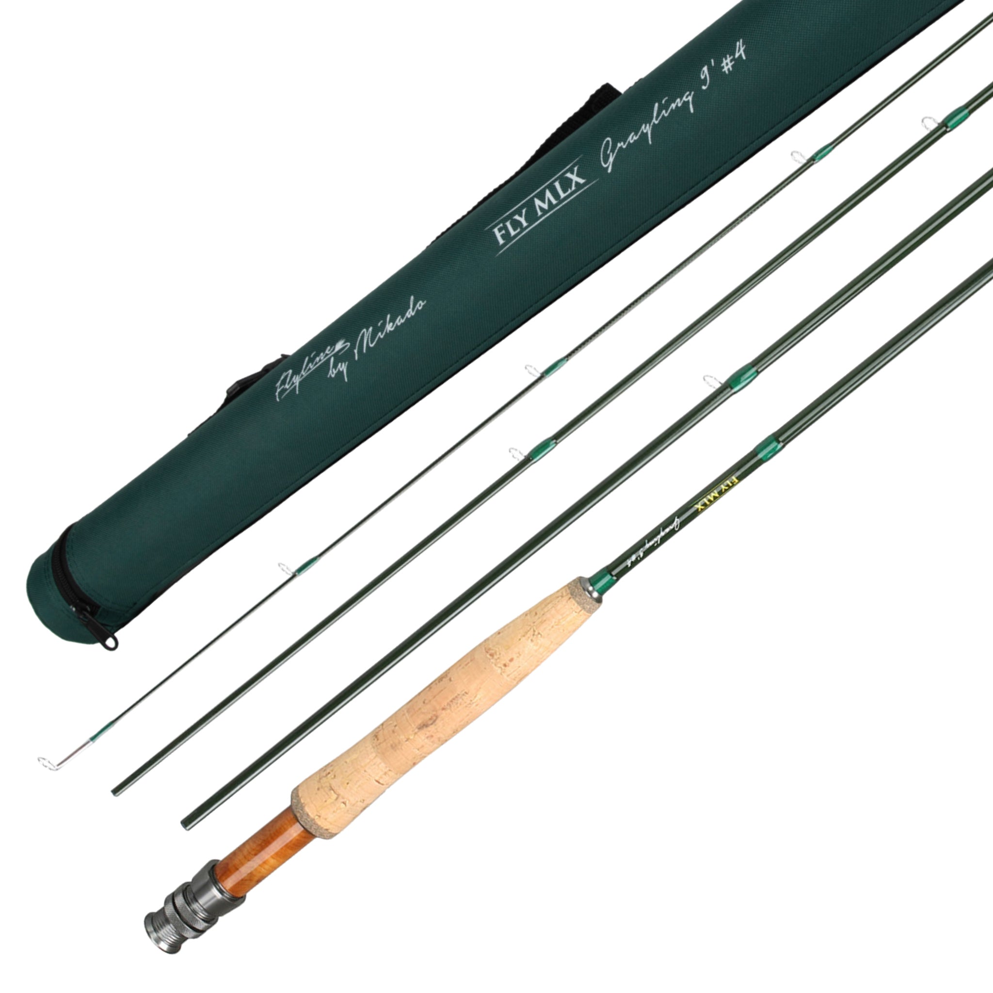 Muškársky prút Mikado Fly MLX Grayling 9’ #4 rozložený po dieloch