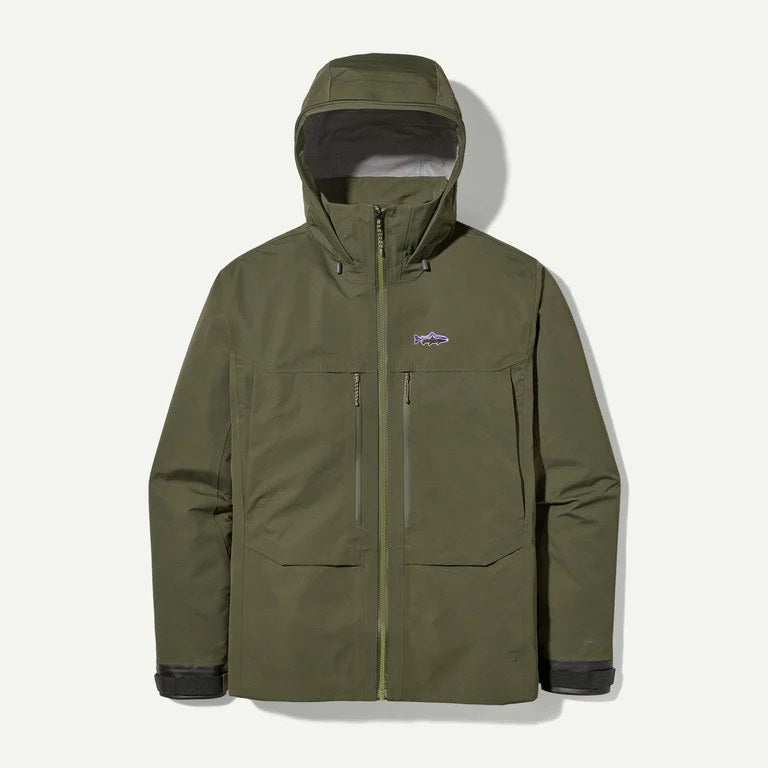 Patagonia Men’s Swiftcurrent Wading Jacket PNGR – front view with hood up