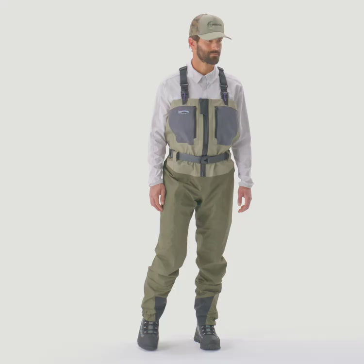Video: Patagonia Swiftcurrent Traverse zip-front waders in action – river fishing