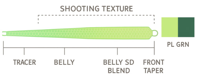 Tvar a profil hlavy šnúry Scientific Anglers UST Short Intermediate/Sink 3 – tip, front taper, belly a rear taper.