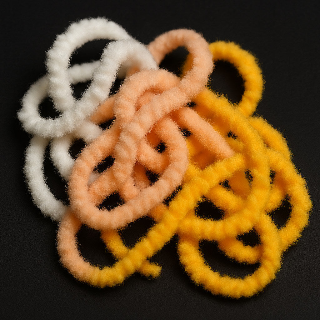 Prémiová žinilka Soldarini Egg’s Chenille 15 mm pre viazanie blob mušiek a ikričiek. Nadýchaná textúra, sklovitý efekt a intenzívne farby pre maximálnu účinnosť pri love pstruhov.