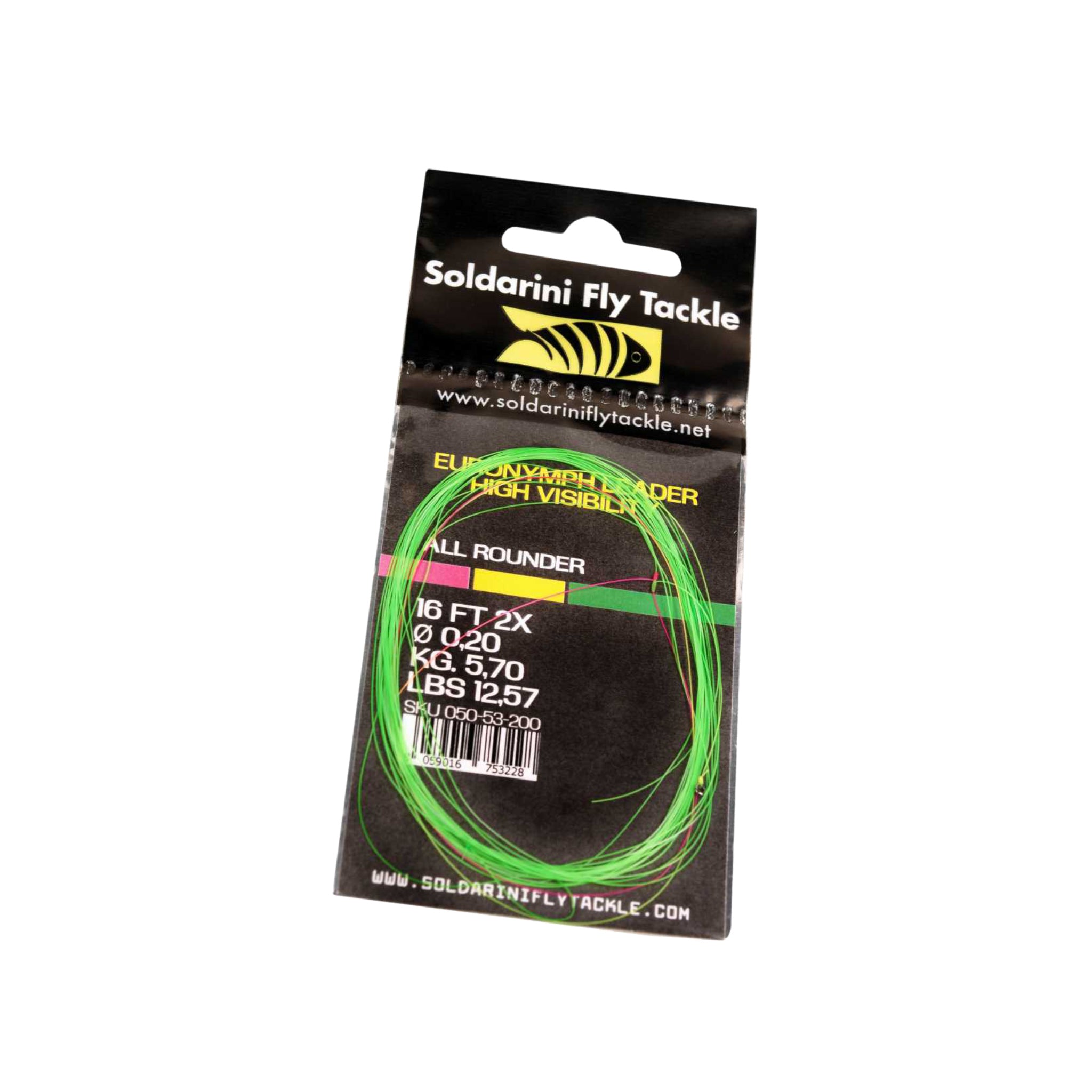 Soldarini Euronymph Leader H-V All Rounder – ujímaný leader 16 ft, fluo chartreuse
