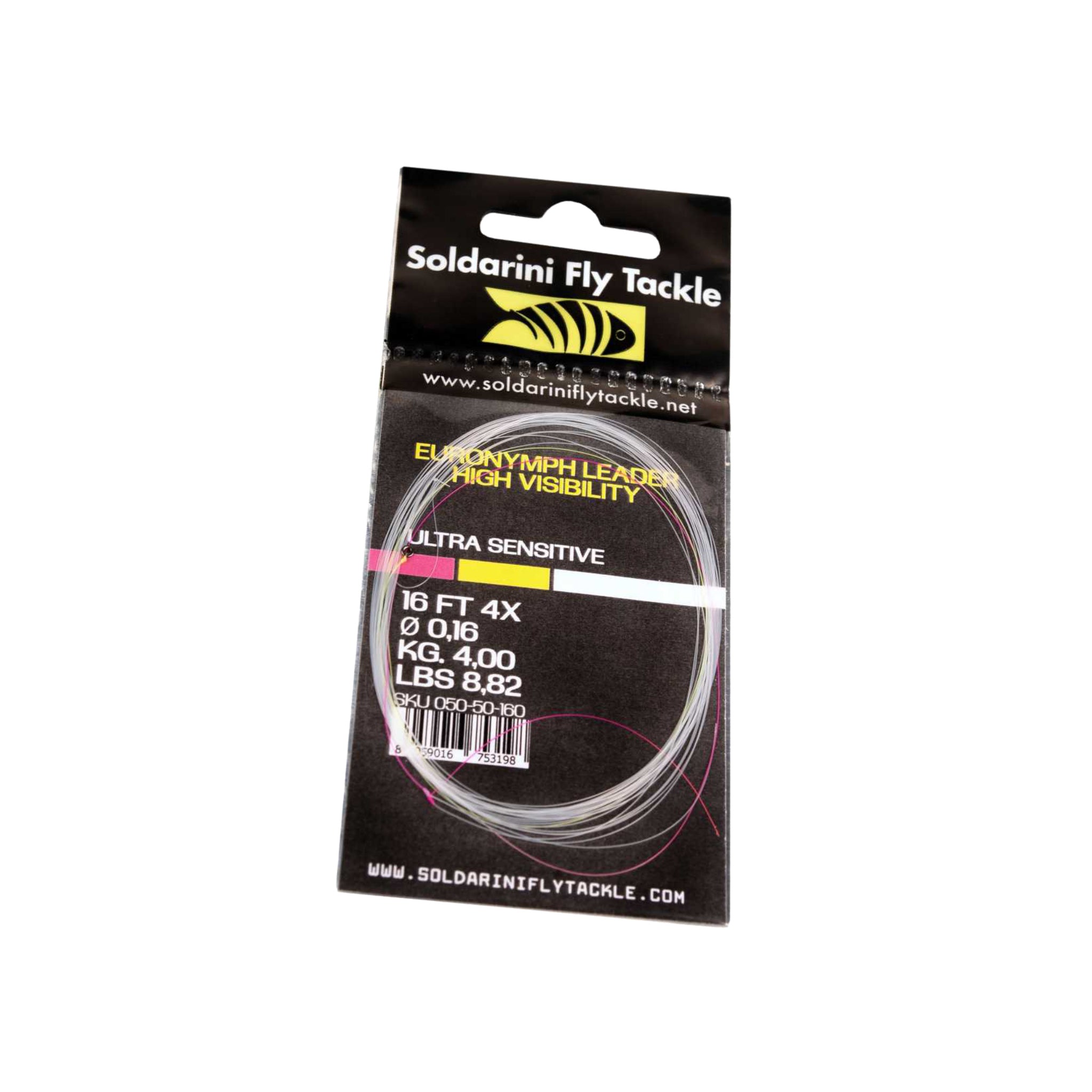 Soldarini Euronymph Leader H-V Ultra Sensitive – ujímaný leader 16 ft, fluo biela