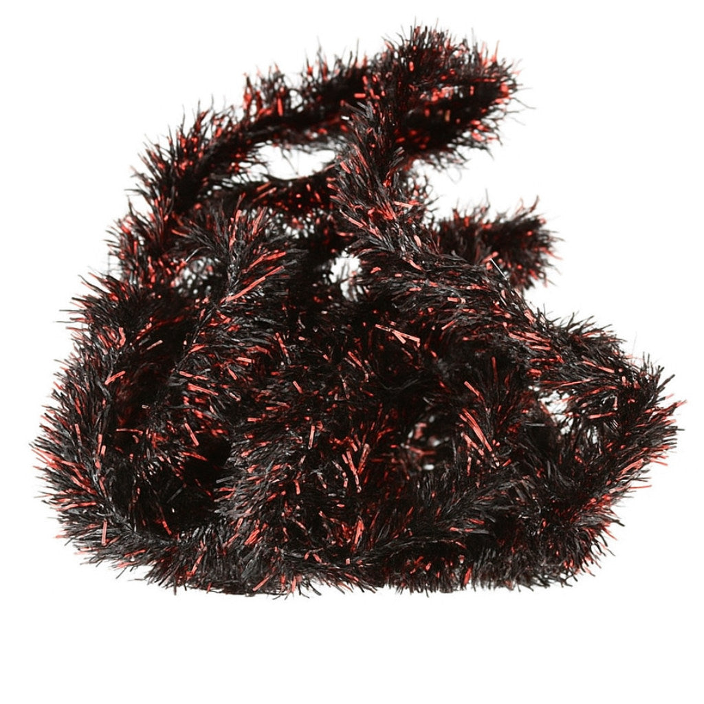 Soldarini Two Tone Blob Chenille – čierno-červená farba, žinilka na viazanie mušiek s lesklým efektom