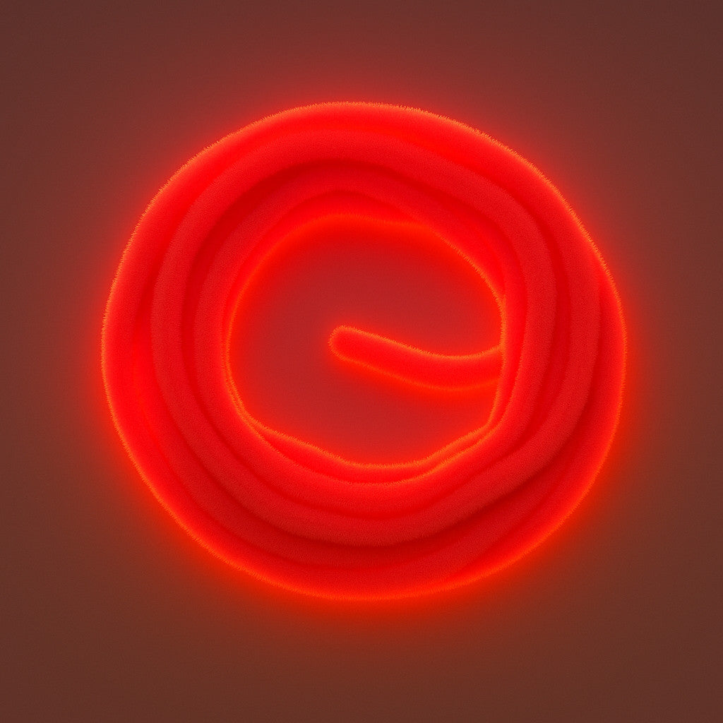 Fluo Fire Orange Soldarini Wormstasy Chenille fly-tying material, close-up pulsing fiber texture, studio lighting