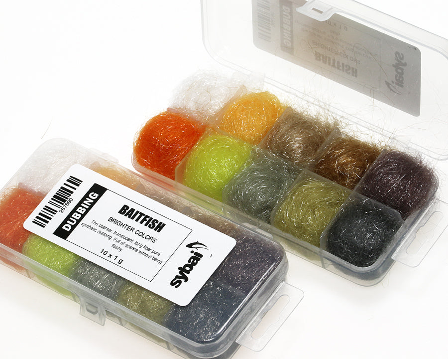 Sybai Baitfish Dubbing Box Brighter Colors – 10 synthetic dubbing colors