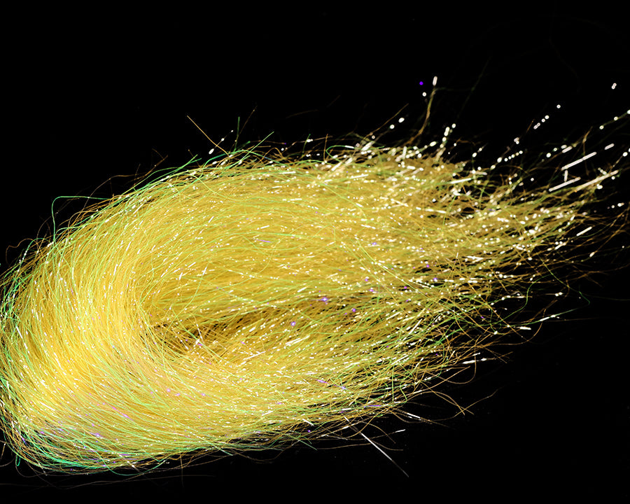 Sybai Ghost Stiffer Hair synthetic fly tying fibers in Golden Olive UVR 26