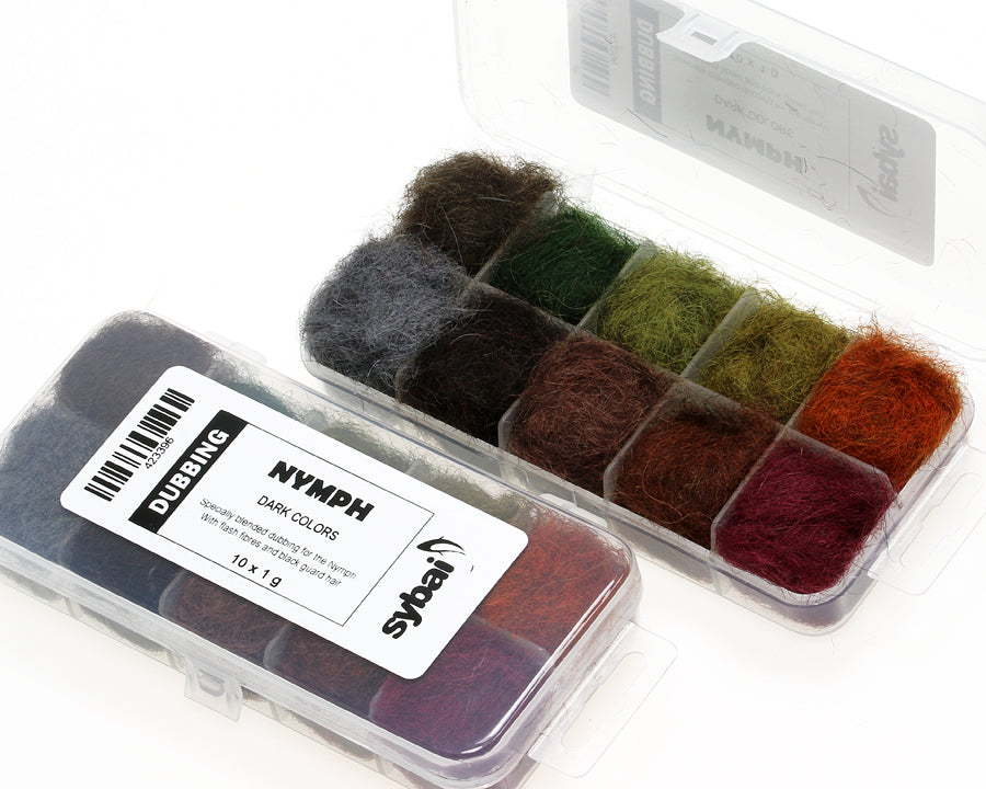 Sybai Nymph Dubbing Box Dark Colors – 10-color nymph dubbing set