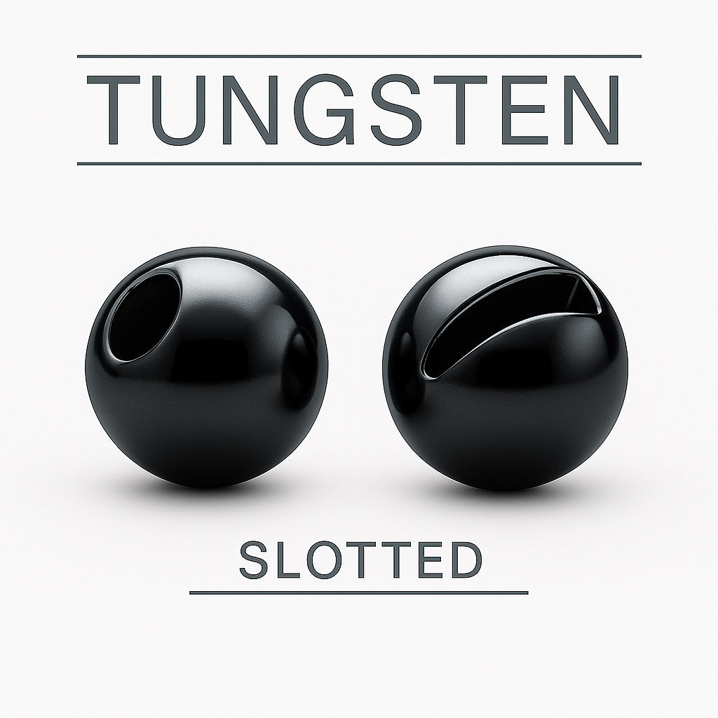 Tungsten Slotted Glossy Black fly tying bead head