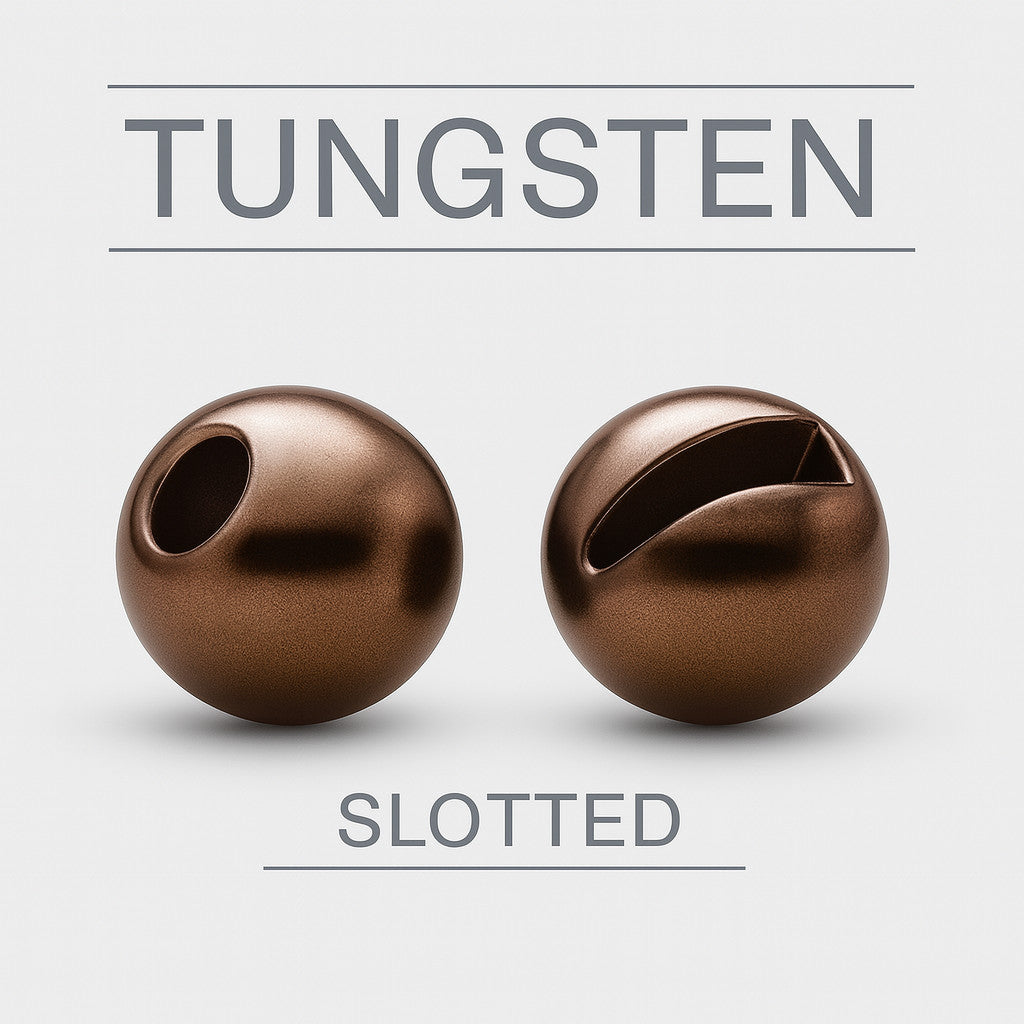 Tungsten Slotted Metallic Brown fly tying bead head