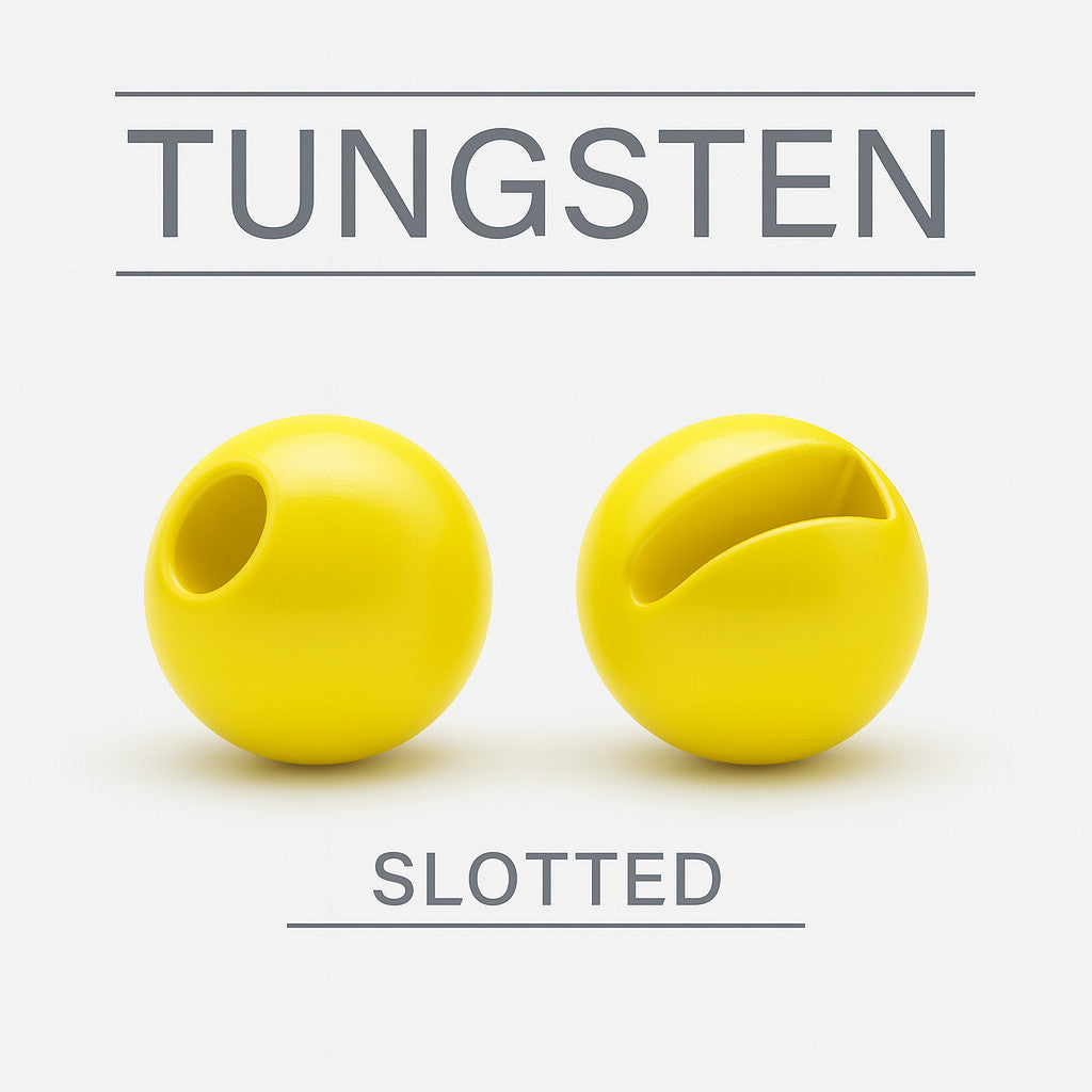 Tungsten Slotted Glossy Yellow fly tying bead head