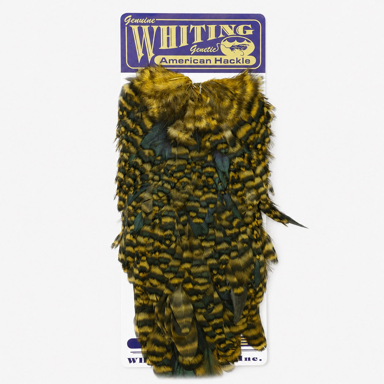 Whiting Farms American Hen Saddle – Grizzly Dyed Golden Olive