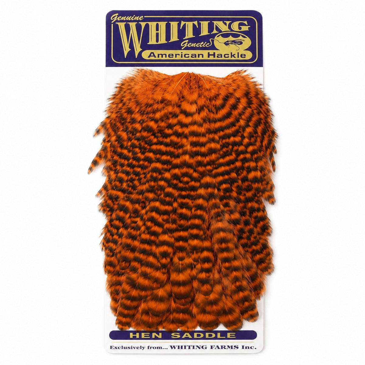 Whiting Farms American Hen Saddle – Grizzly Dyed Orange
